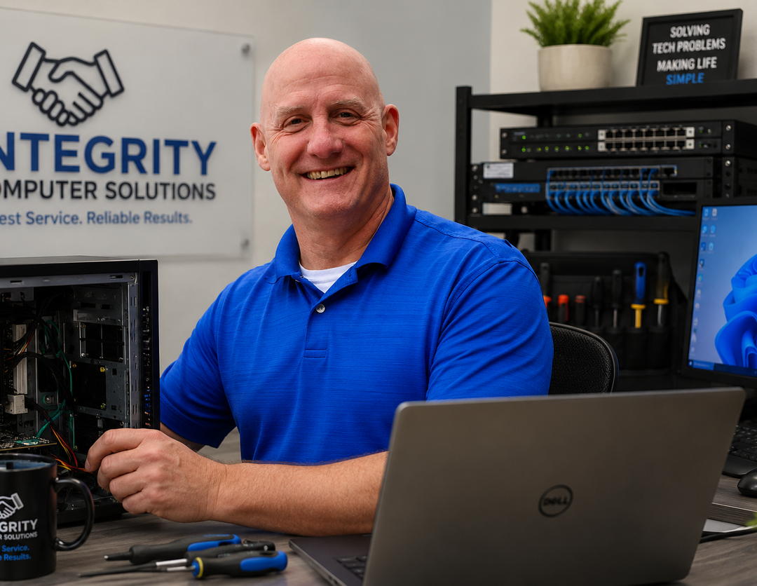 Computer technician working on a desktop computer
